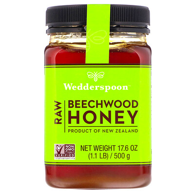 

Wedderspoon Raw Beechwood Honey, 17.6 oz (500 g)