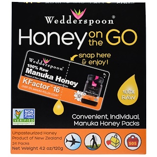 Wedderspoon, Honey On The Go, KFactor 16, 24 Packs, 5 g Each
