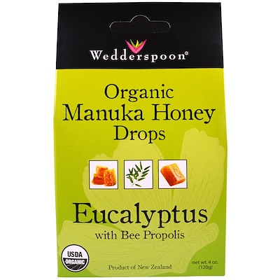 Wedderspoon 有機麥盧卡蜂蜜滴,桉樹蜂膠,4 盎司(120 克)