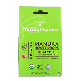 Wedderspoon, Organic Manuka Honey Drops, Eucalyptus with Bee Propolis, 4 oz (120 g)