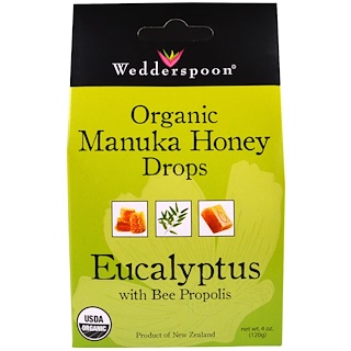 Wedderspoon, Organic Manuka Honey Drops, Eucalyptus with Bee Propolis, 4 oz (120 g)