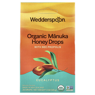 Wedderspoon, Gotas de Miel de manuka orgánica, Con propóleo de abeja y eucalipto, 20 gotas, 120 g (4 oz)