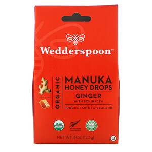 Отзывы о Веддерспун, Organic Manuka Honey Drops, Ginger with Echinacea, 4 oz (120 g)