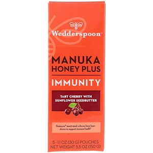 Отзывы о Веддерспун, Manuka Honey Plus, Immunity, Tart Cherry with Sunflower Seedbutter, 5 Pouches, 1.1 oz (30 g) Each