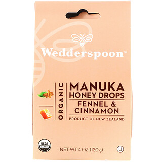 Wedderspoon, 有机麦卢卡蜂蜜滴剂，茴香和肉桂，4 盎司（120 克）