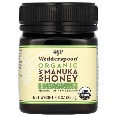 Wedderspoon  Organic Raw Manuka Honey  KFactor 16  8.8 oz (250 g)