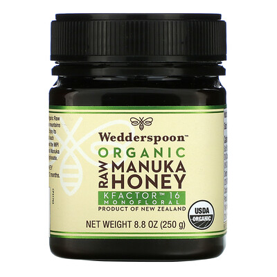 Купить Wedderspoon Органический необработанный мед манука, KFactor 16, 250 г (8, 8 унции)