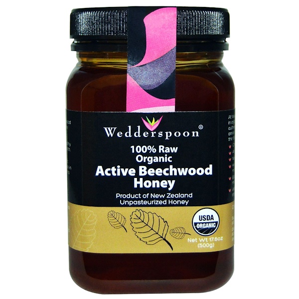 Wedderspoon, Активный буковый мед, 100% необработанный, органический, 17,6 унции (500 г) (Discontinued Item) 