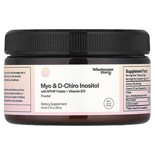 Wholesome Story, Myo & D-Chiro Inositol with MTHF Folate + Vitamin D3 Powder, 2.33 oz (66 g)