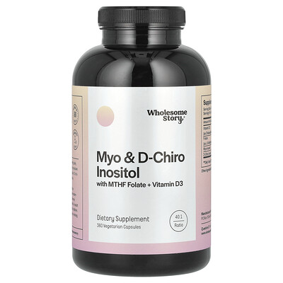 Wholesome Story  Myo & D-Chiro Inositol with MTHF Folate + Vitamin D3  360 Vegetarian Capsules