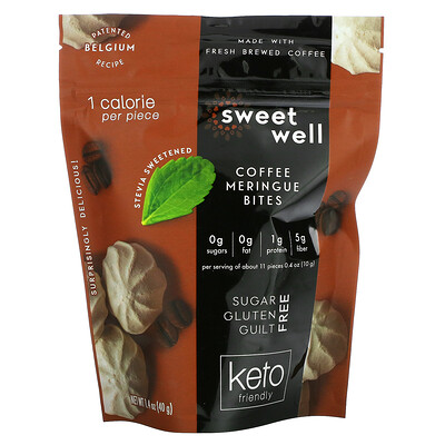 Sweetwell Keto Bites, кофейное безе, 40 г (1,4 унции)