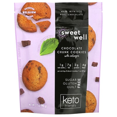 Sweetwell Keto Cookies with Collagen Chocolate Chunk 3.2 oz (90 g)