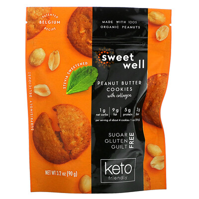 

Sweetwell Keto Cookies with Collagen Peanut Butter 3.2 oz (90 g)