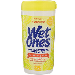 Отзывы о Wet Ones, Antibacterial, Hand Wipes, Citrus Scent, 40 Wipes