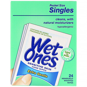 Отзывы о Wet Ones, Sensitive Skin, Hand Wipes, Extra Gentle, 24 Individually Wrapped Wipes