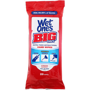 Отзывы о Wet Ones, Big Ones, Extra Thick Antibacterial, Hand Wipes, Fresh Scent, 28 Wipes