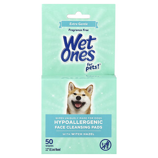Wet Ones, For Pets!™, dischetti ipoallergenici per la pulizia del viso con amamelide, per cani, senza profumo, 50 salviette