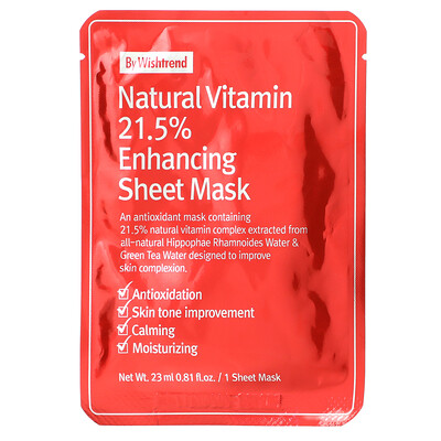By Wishtrend маска с 21,5% экстрактом натуральных витаминов, для улучшения состояния кожи,1 шт., 23 мл (0,81 жидк. унции)