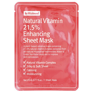 By Wishtrend, Natuurlijk vitamine 21,5% schoonheidsmasker, 1 vel, 23 ml