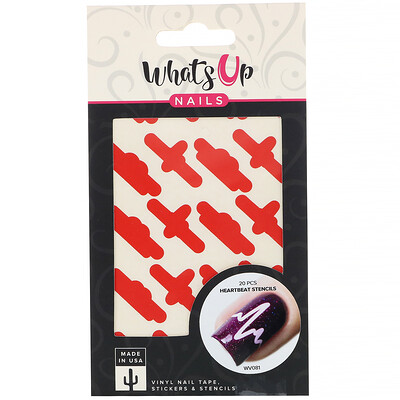 Whats Up Nails Heartbeat Stencils, 20 Pieces