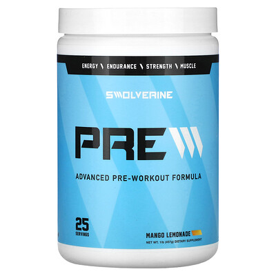 Swolverine  Pre  Advance Pre-Workout Formula  Mango Lemonade  1 lb (457 g)