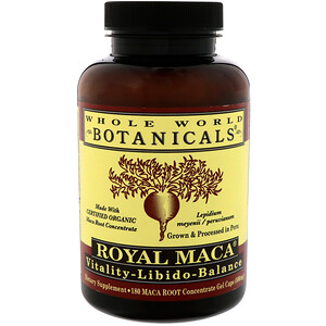 Отзывы о Вхоле Ворлд Ботаникалс, Royal Maca, 500 mg, 180 Gel Caps