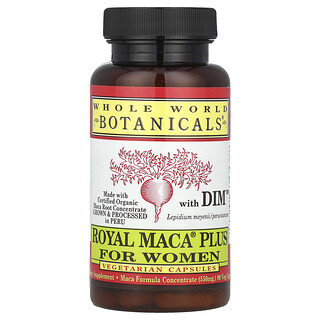 Whole World Botanicals, 女性向け DIM（ジインドリルメタン）配合Royal Maca（ロイヤルマカ）プラス、900mg、ベジカプセル90粒（1粒あたり550mg）