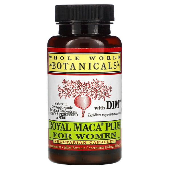 Whole World Botanicals, Royal Maca® Plus For Women, премиальная мака для женщин, 550 мг, 90 вегетарианских капсул