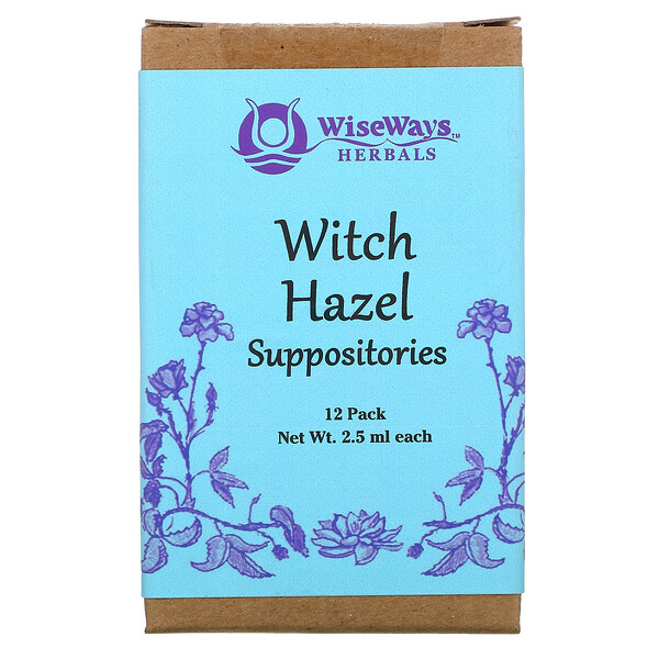 WiseWays Herbals, Суппозитории с гамамелисом, 12 штук, по 2,5 мл каждый