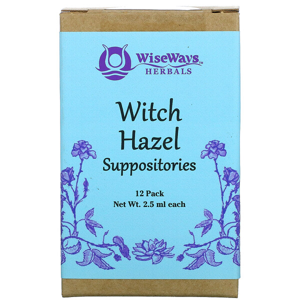WiseWays Herbals, Witch Hazel Suppositories, 12 Pack, 2.5 ml Each