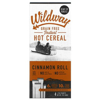 Wildway, Grain Free Instant Hot Cereal, Cinnamon Roll, 4 Packets, 1.75 oz (50 g) Each