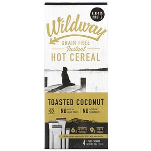 Wildway, Grain Free Instant Hot Cereal, Toasted Coconut, 4 Packets, 1.75 oz ( 50 g) Each