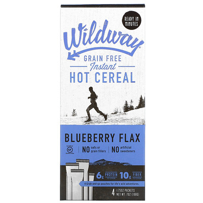 

Wildway Grain Free Instant Hot Cereal Blueberry Flax 4 Packets 1.75 oz (50 g) Each