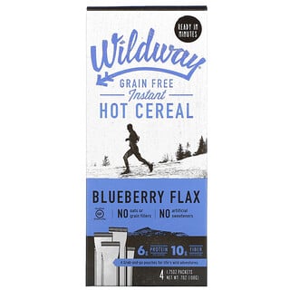 Wildway, 無穀物速食熱麥片，藍莓亞麻，4 包，每包 1.75 盎司（5無）