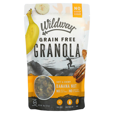 Wildway Гранола без злаков, банан и орех, 227 г (8 унций)