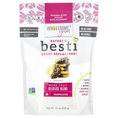 Wholesome Yum  Nature's Besti  Granulated Sugar Replacement  Monk Fruit Allulose Blend  12 oz (340 g)