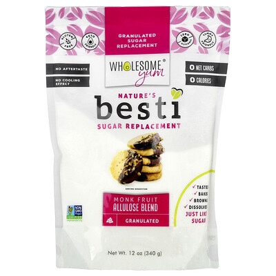Wholesome Yum, Besti, Sustituto del azúcar granulado, Mezcla de alulosa de fruto del monje, 340 g (12 oz)