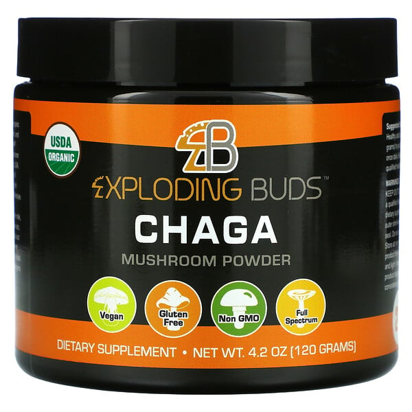 Exploding Buds, Chaga, bio-zertifiziertes Pilzpulver, 120 g (4,2 oz.)