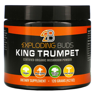 Exploding Buds, King Trumpet, Brauner Kräuterseitling, zertifizierte Bio-Pilze in Pulverform, 120 g (4,2 oz.)
