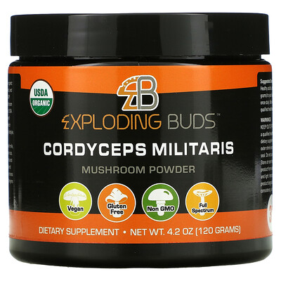 

Exploding Buds, Cordyceps Militaris, Certified Organic Mushroom Powder, 4.2 oz (120 g)