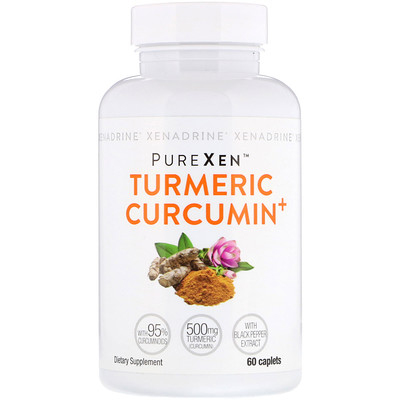 Xenadrine PureXen, Turmeric Curcumin+, куркумин, 60 капсуловидных таблеток