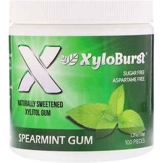 Xyloburst, Xylitol chicle, Menta Verde, 5.29 oz (150 g), 100 Pedazos