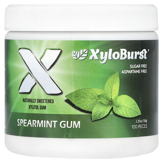 Xyloburst, Permen Karet Xilitol, Spearmint, 100 Buah, 150 g (5,29 ons)