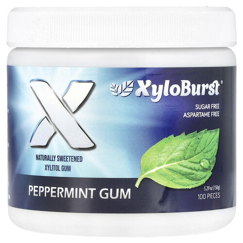 Xyloburst Xylitol Gum, Peppermint, 100 Pieces, 5.29 oz (150 g)