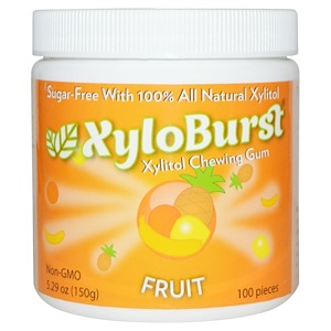Купить Xyloburst, Жевательная резинка с ксилитолом, фруктовый вкус, 5,29 унции (150 г), 100 штук.   на IHerb