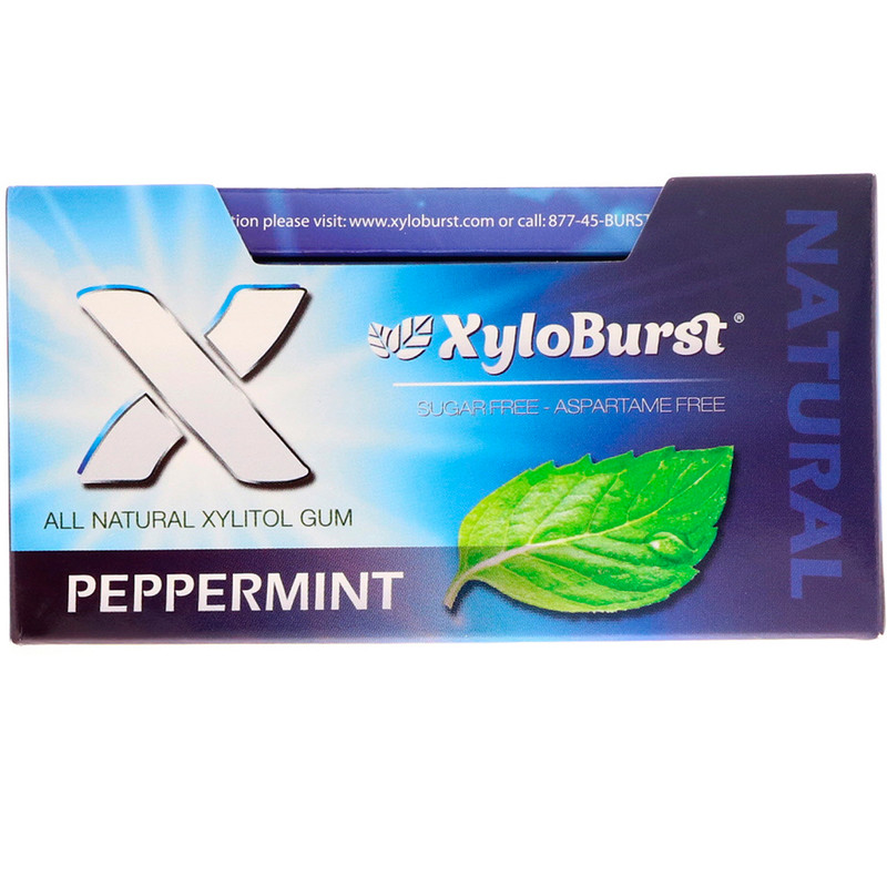 Xyloburst, All Natural Xylitol Gum, Peppermint, 12 Packs, 12 Pieces per