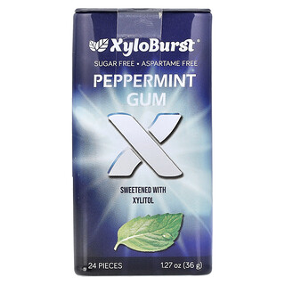 Xyloburst, Permen Karet Xylitol, Peppermint, 24 Buah, 36 g (1,27 ons)