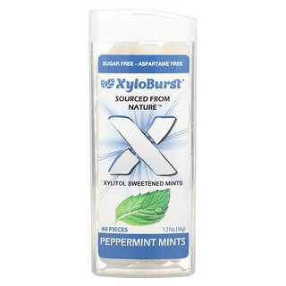 Xyloburst, Mint dengan Pemanis Xylitol, Peppermint, 60 Buah