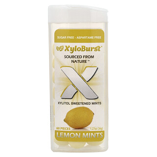 Xyloburst, Καραμέλες μέντας με ξυλιτόλη και ζάχαρη, λεμόνι, 60 τεμάχια, 36 g