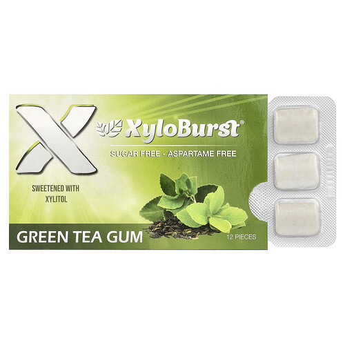 Xyloburst Xylitol Gum, Green Tea, 12 Pieces